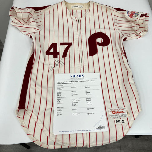 Larry Anderson Bruce Ruffin Game Used Philadelphia Phillies Jersey MEARS A10