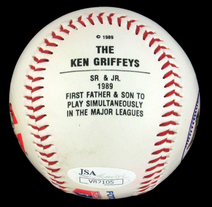 Ken Griffey Jr. Rookie Signed Photo Baseball With His Father JSA COA