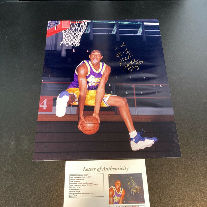 Earliest Known Kobe Bryant "L.A. Lakers #1 Pick" Signed 16x20 Photo JSA COA