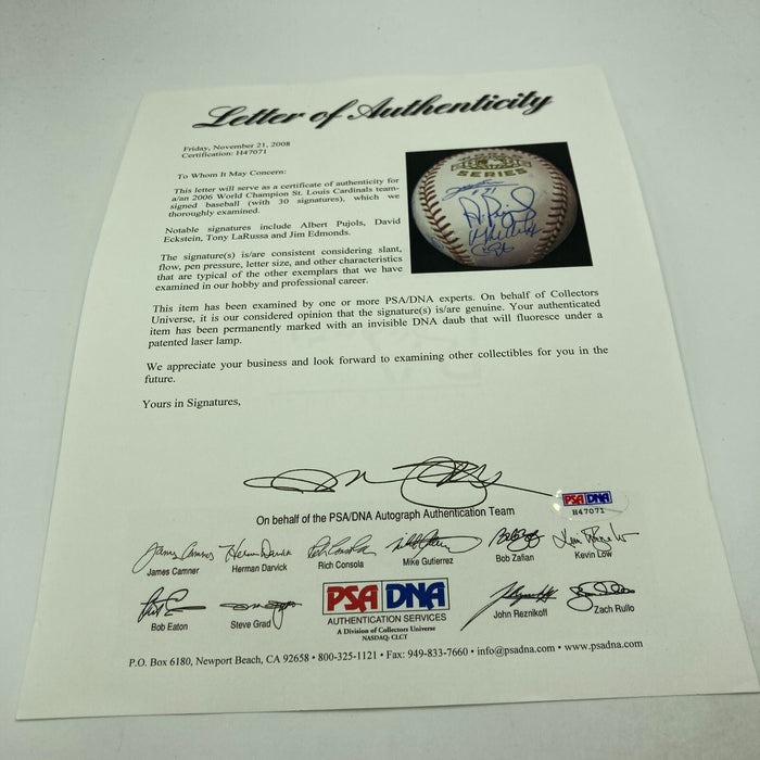 Stunning 2006 St. Louis Cardinals World Series Champs Team Signed Baseball PSA