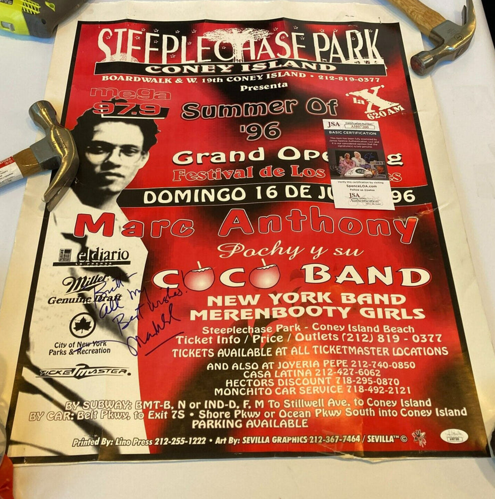 Marc Anthony Signed Large Vintage 1996 Concert Poster JSA COA