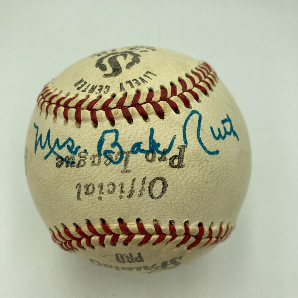 Mrs. Babe Ruth & Mrs. Lou Gehrig Signed Baseball With Satchel Paige PSA DNA COA