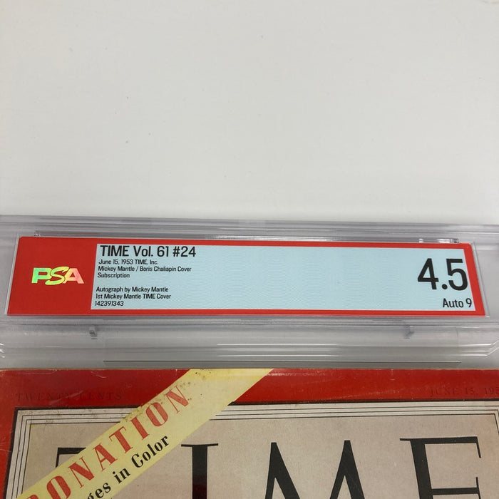 Mickey Mantle Signed 1953 TIME Magazine PSA 9 MINT Auto