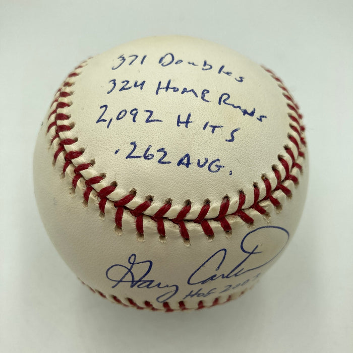 Gary Carter Signed Heavily Inscribed STAT Major League Baseball RJ COA
