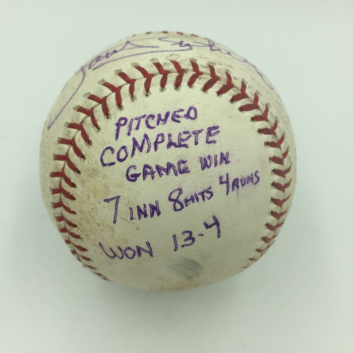 Rare Dante Bichette Pitched Complete Game Signed Heavily Inscribed Baseball PSA