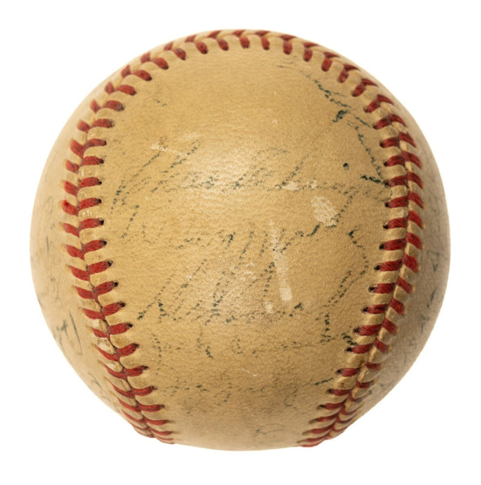 Babe Ruth Ty Cobb Cy Young Jimmie Foxx Tris Speaker HOF Signed Baseball JSA COA