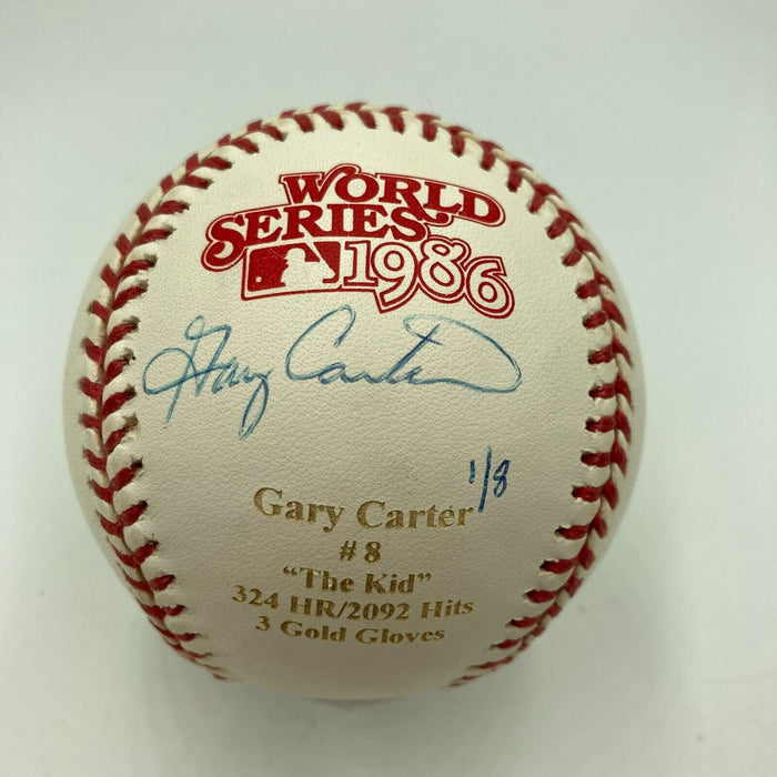 Gary Carter Signed Official 1986 World Series Stat Baseball Steiner COA #1/8