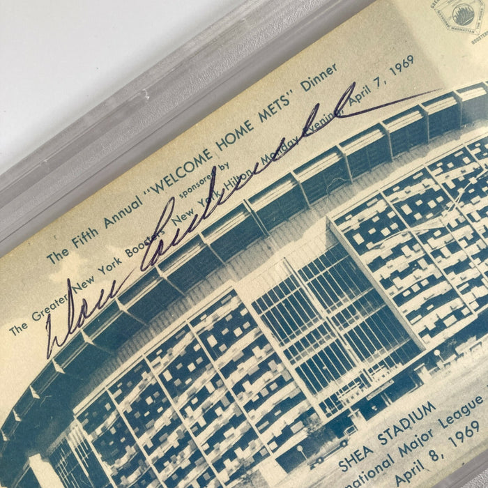Don Cardwell Signed 1969 New York Mets Shea Stadium Postcard PSA DNA RARE