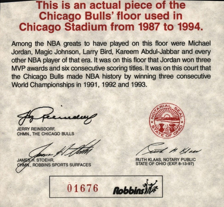 Michael Jordan Signed Chicago Bulls Game Used Floor UDA Upper Deck Hologram
