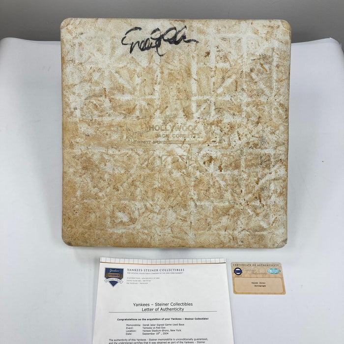 Derek Jeter Signed Authentic 2004 Game Used Base Steiner COA Yankees VS Red Sox