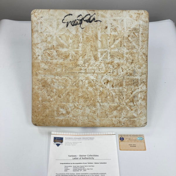 Derek Jeter Signed Authentic 2004 Game Used Base Steiner COA Yankees VS Red Sox