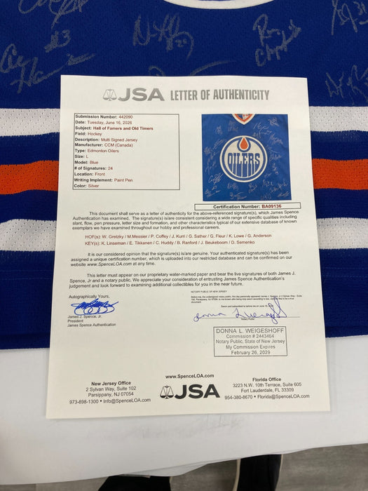 Wayne Gretzky Edmonton Oilers HOF Legends Multi Signed Jersey 24 Sigs JSA COA