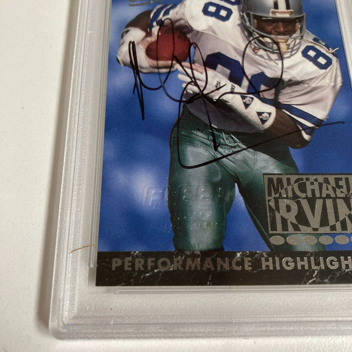 1993 Fleer Michael Irvin Signed Promo Card With Fleer Stamp PSA DNA RARE
