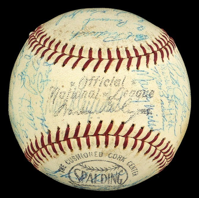 1963 Los Angeles Dodgers World Series Champs Team Signed Baseball Koufax JSA COA