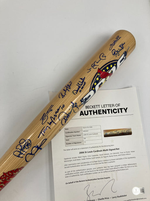 2006 St. Louis Cardinals World Series Champs Team Signed Baseball Bat Beckett