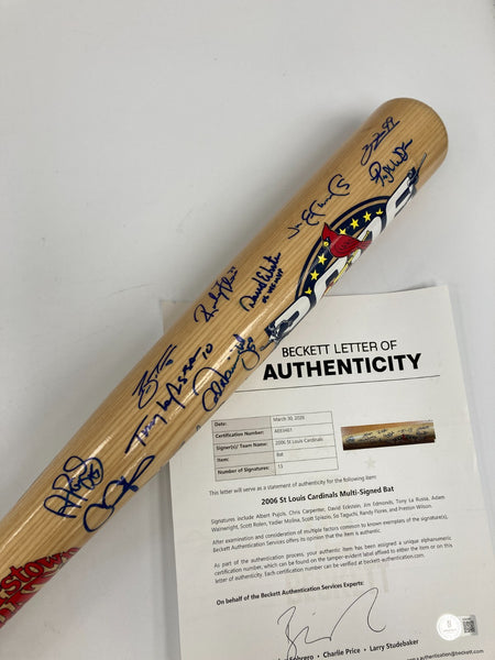 2006 St. Louis Cardinals World Series Champs Team Signed Baseball Bat Beckett