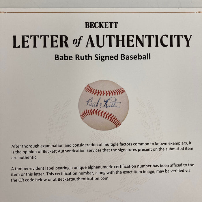 The Finest Babe Ruth Single Signed Baseball In Existence Beckett Graded 9 & PSA