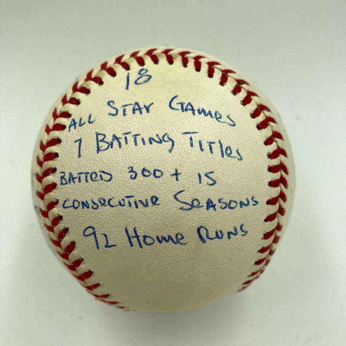 Rod Carew Signed Heavily Inscribed Career STAT Baseball Reggie Jackson COA