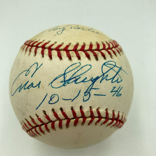 "The Mad Dash" Enos Slaughter Marty Marion Roy Partee Signed Baseball JSA COA