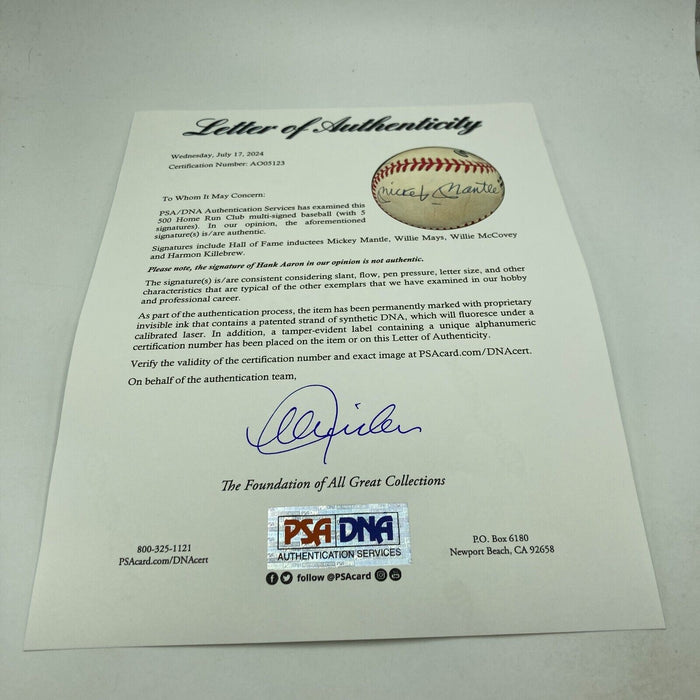 Mickey Mantle Willie Mays 500 Home Run Club Signed Baseball PSA DNA