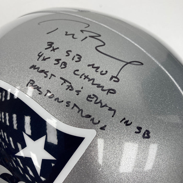 Tom Brady Super Bowl MVP Signed Inscribed New England Patriots Helmet JSA COA