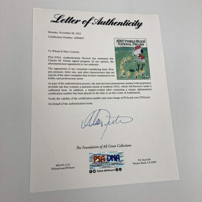 Charles Schulz Signed Golf Program Snoopy Peanuts PSA DNA COA