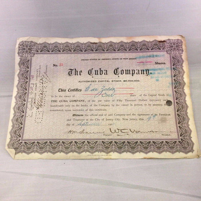 Rare 1923 August Belmont Jr. Signed Stock Certificate Belmont Stakes PSA DNA COA