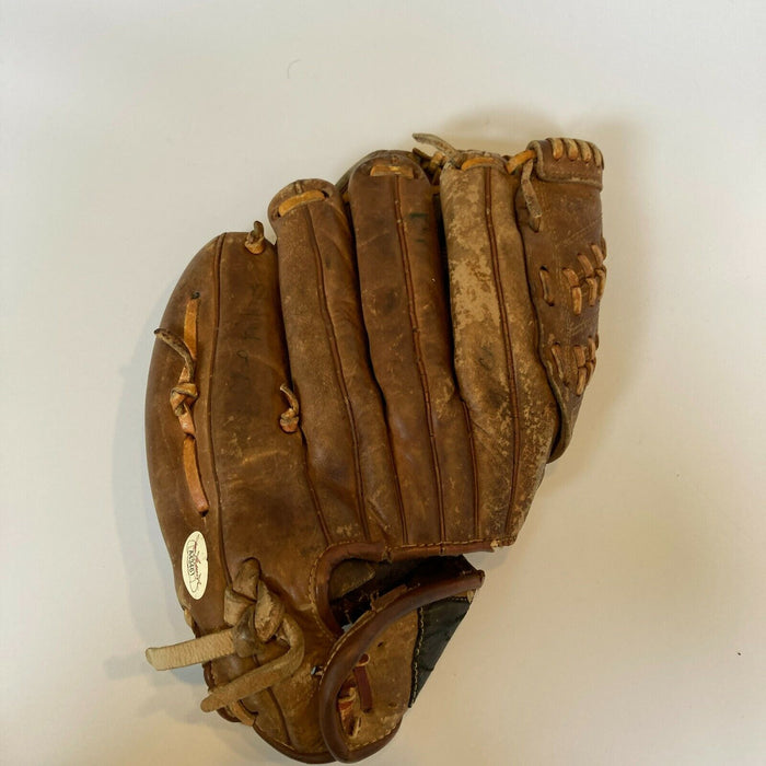 Hank Aaron Twice Signed Vintage 1960's Game Model Baseball Glove JSA COA