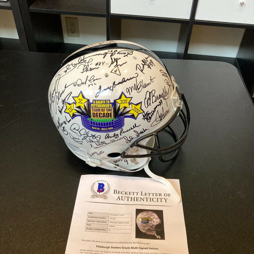 Pittsburgh Steelers HOF Legends Signed Team Of The Decade Helmet 54 Sigs Beckett