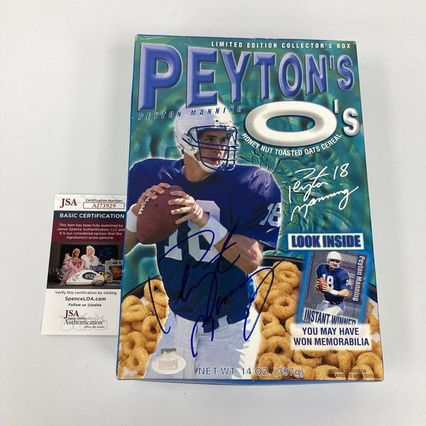 Peyton Manning Signed Peyton's O's 1990's Cereal Box JSA COA