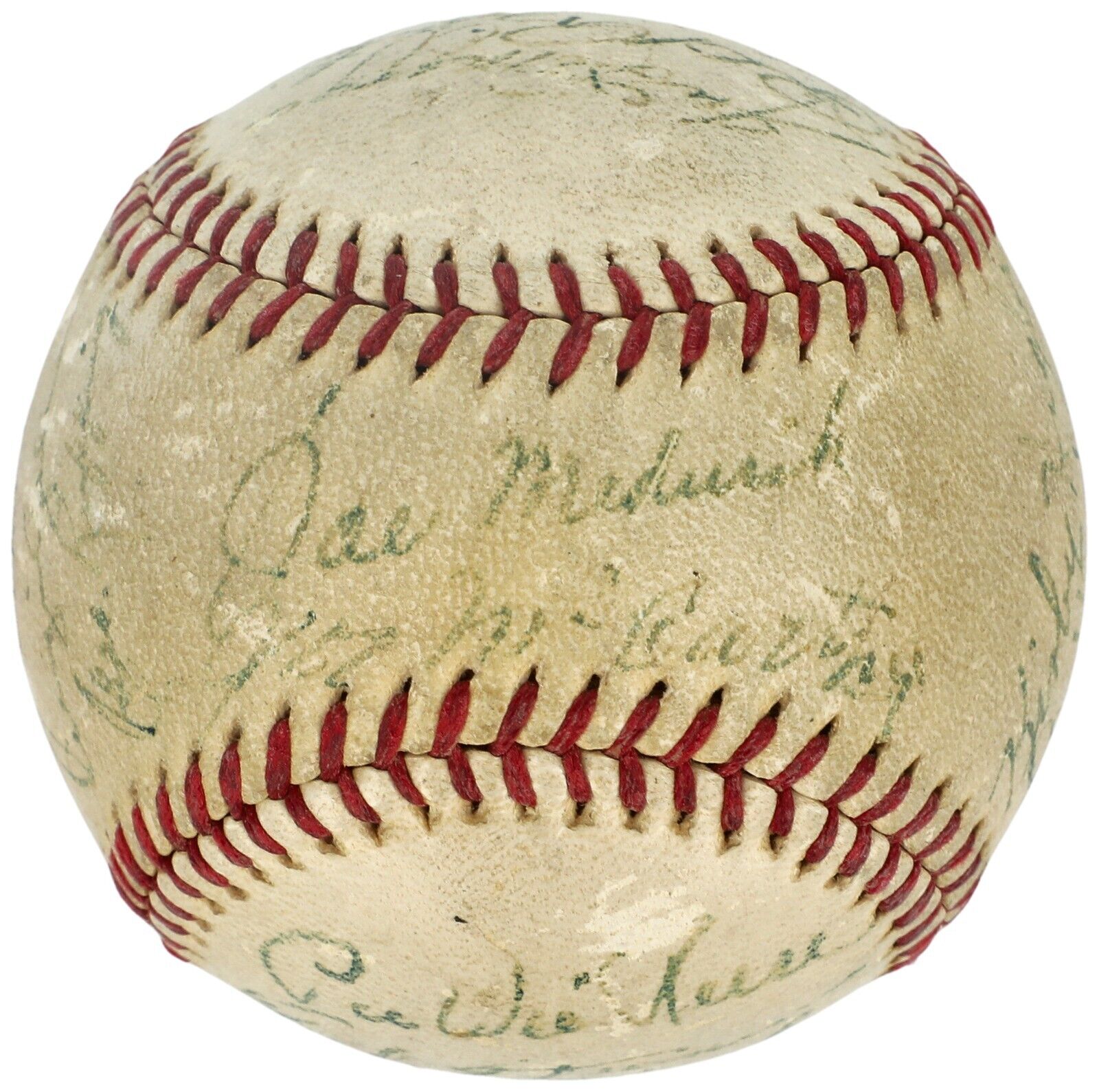 1941 Yankees & Dodgers Team Signed World Series Game Used Baseball Beckett COA