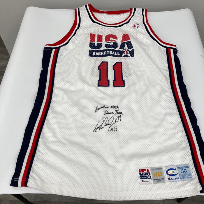 1992 Karl Malone Signed Game Issued Team USA Olympics Jersey MEARS COA & JSA
