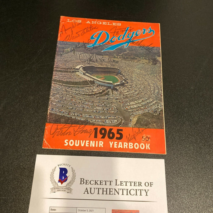 1965 Los Angeles Dodgers World Series Champs Team Signed Program Koufax Beckett