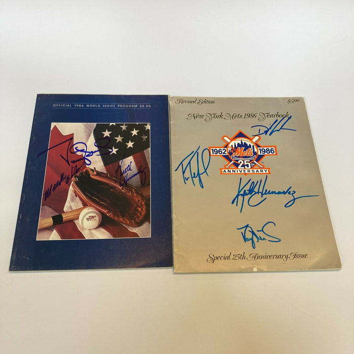 1986 New York Mets Signed World Series Program & Yearbook Mookie Wilson