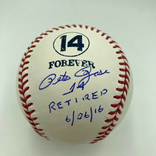 Pete Rose #14 Retired 6-26-2016 Signed Inscribed Baseball Beckett COA