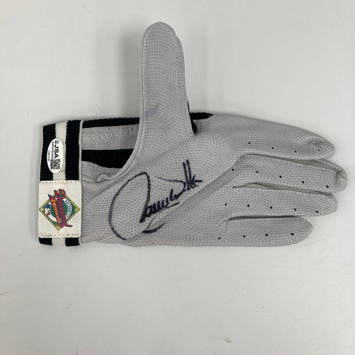 Larry Walker Twice Signed Game Issued 1990's Franklin Batting Gloves JSA COA