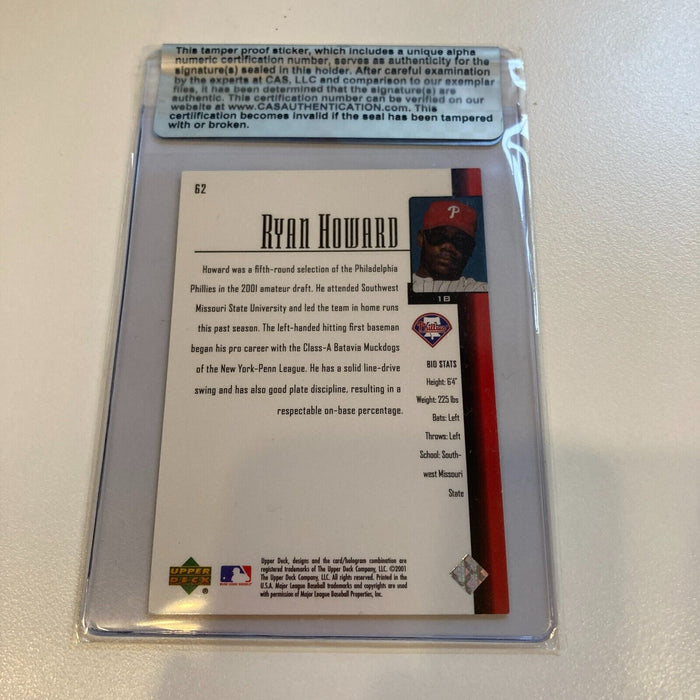 2001 Upper Deck Ryan Howard Signed RC Baseball Card CAS Certified Auto