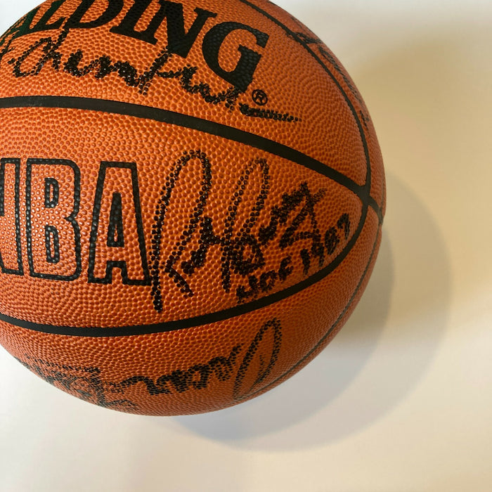 Wilt Chamberlain Kareem Abdul-Jabbar Dr J. Magic Johnson Signed Basketball BAS