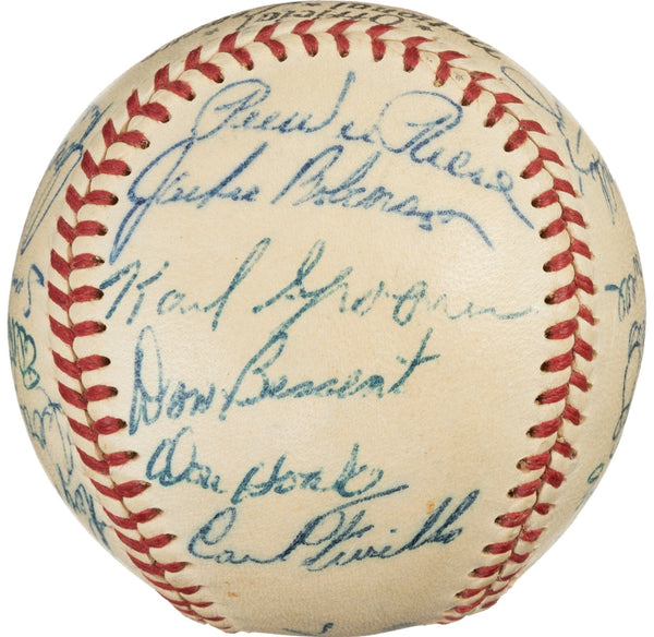 1955 Brooklyn Dodgers W.S. Champs Team Signed Baseball Jackie Robinson PSA DNA