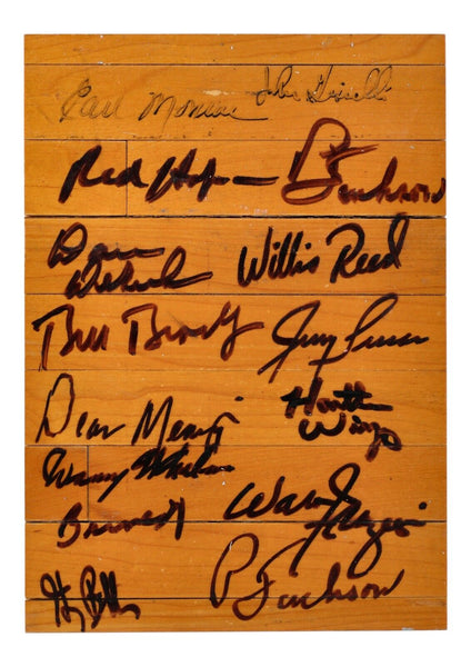 1972-73 New York Knicks NBA Champs Team Signed Game Used Floor Board PSA DNA COA
