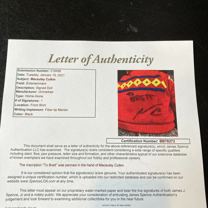Macaulay Culkin Signed Autographed Original Home Alone Talking Doll JSA COA