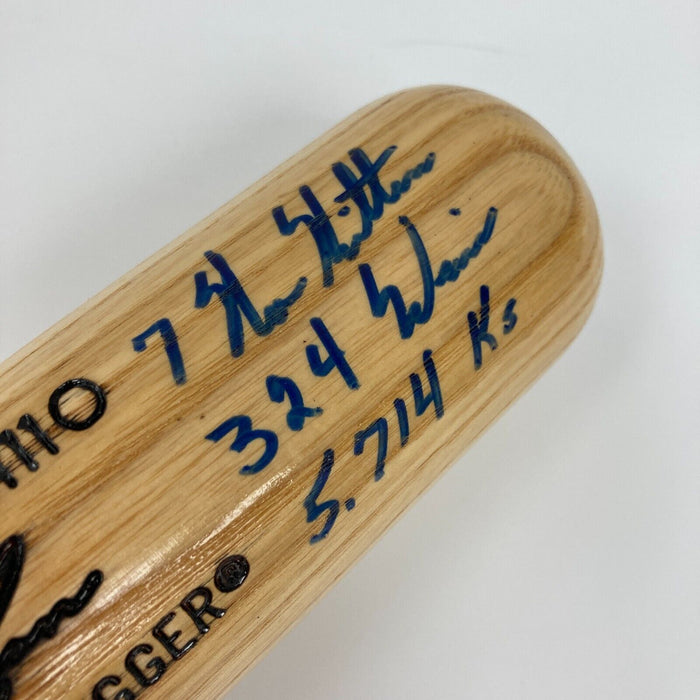 Nolan Ryan Signed Inscribed STATS Game Model Baseball Bat JSA COA