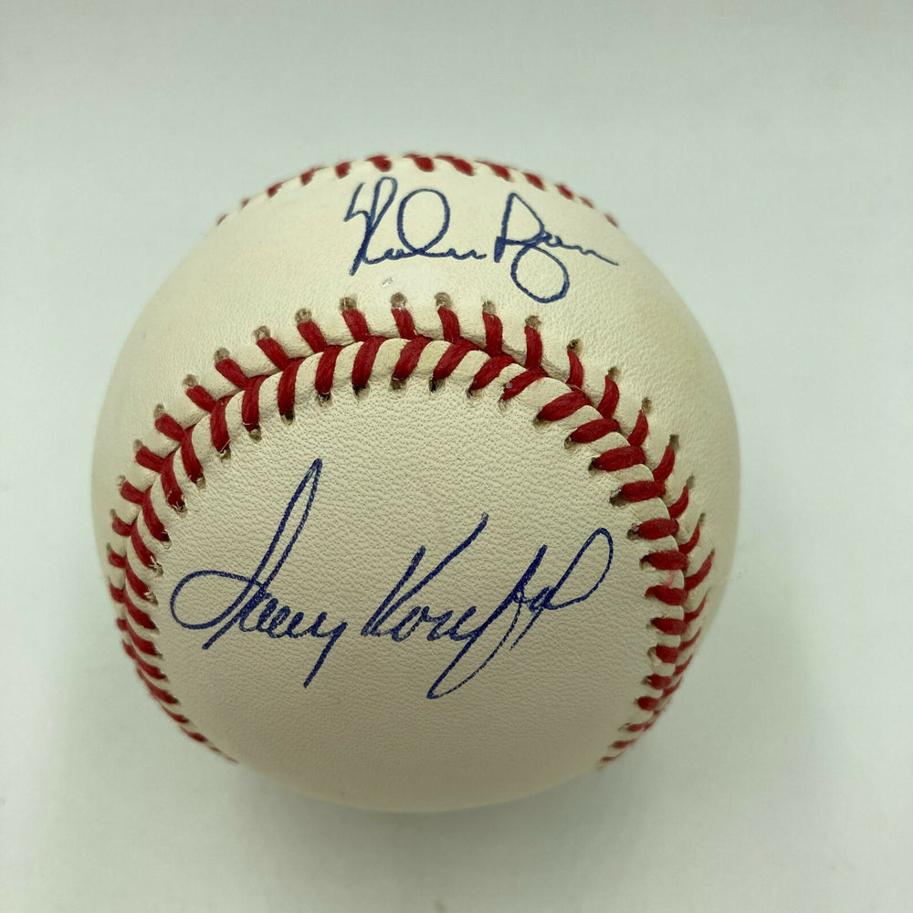 Beautiful Sandy Koufax & Nolan Ryan Signed National League Baseball JSA COA