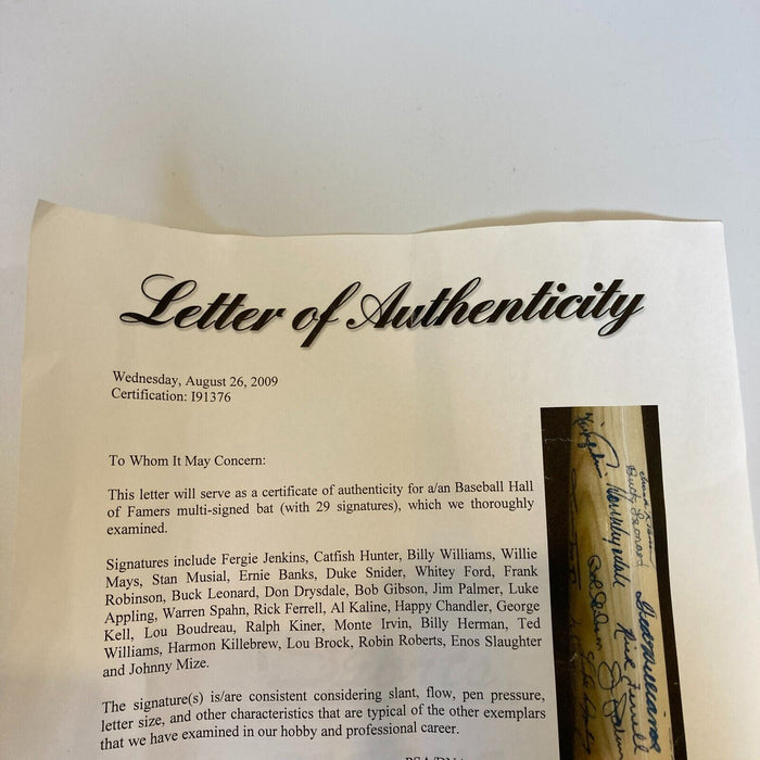 Ted Williams Willie Mays Hall Of Fame Legends Signed Baseball Bat 29 Sig PSA DNA