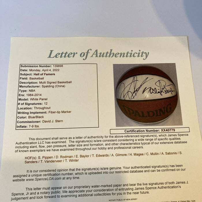 Scottie Pippen Dennis Rodman HOF Induction Class Of 2011 Signed Basketball JSA