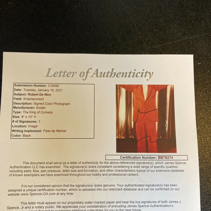 Robert De Niro Signed Vintage The King Of Comedy 8x10 Movie Photo JSA COA