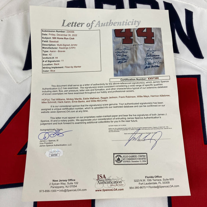 500 Home Run Club Signed Jersey Mickey Mantle Ted Williams Willie Mays JSA