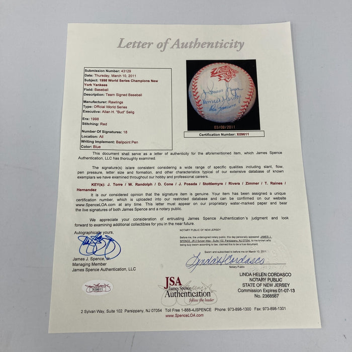 1998 New York Yankees WS Champs Team Signed Baseball Collection 51 Balls JSA COA