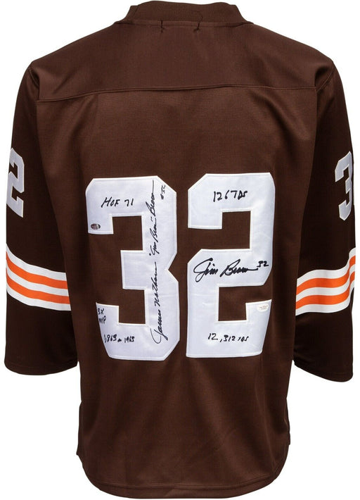 The Finest Jim Brown Signed Heavily Inscribed STATS Cleveland Browns PSA DNA JSA