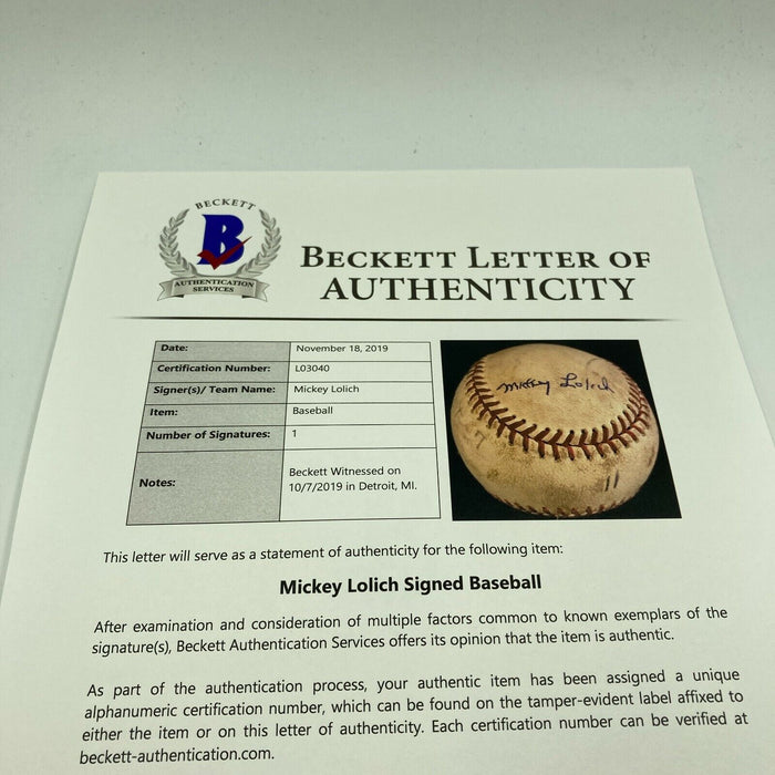 Mickey Lolich Signed Career Win No. 174 Final Out Game Used Baseball Beckett COA